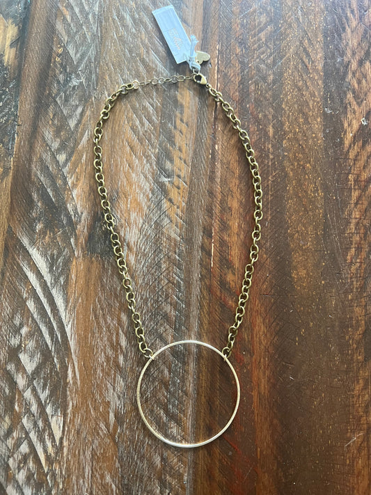 Brass Jumbo Chain Hoop Necklace