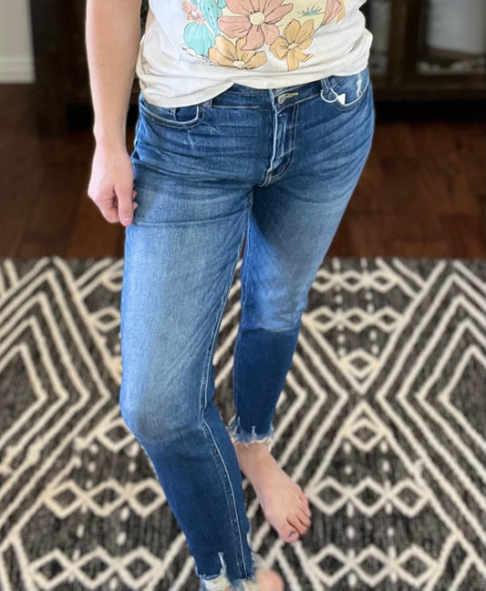 Alexa Ankle Skinny with Hem Distress Jeans